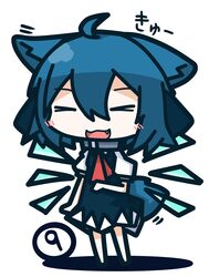  >_< :3 animal_ears blue_hair cirno fang highres nu-nyu touhou 