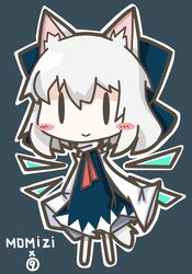 absurdres animal_ears blush_stickers cirno cirno_(cosplay) highres inubashiri_momiji nu-nyu smile touhou white_hair wolf_ears |_| 