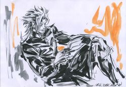  1boy hayama_junichi jojo_no_kimyou_na_bouken kakyouin_noriaki letter traditional_media 