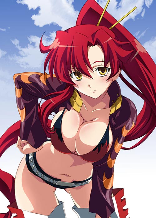 bikini_top breasts izumi_mahiru jacket long_hair midriff solo swimsuit tengen_toppa_gurren_lagann thigh_highs thighhighs yoko yoko_littner