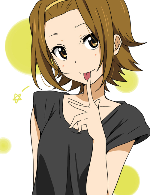 1girl :p brown_eyes brown_hair hairband ikari_manatsu k-on! short_hair solo star tainaka_ritsu tongue