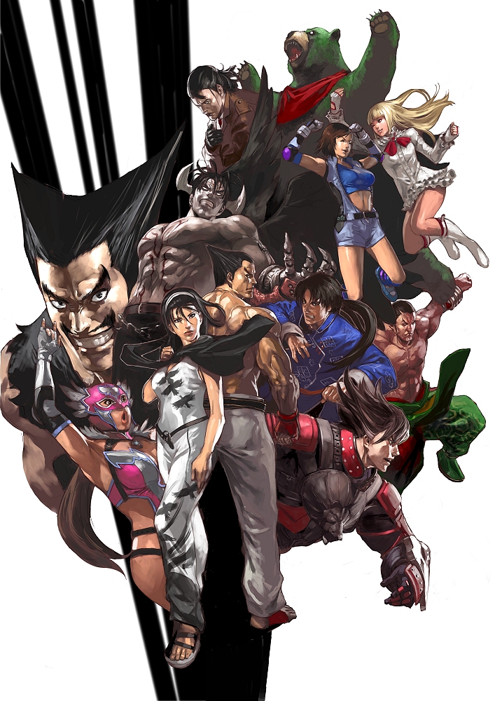 animal bear boots chinese_clothes claws demon devil_jin dragunov emilie_de_rochefort facial_hair feng_wei grin horns jaycee julia_chang junny kazama_asuka kazama_jin kazama_jun kuma_(tekken) lars_alexandersson lei_wulong lips long_hair manly mask master_cup_5 mishima_heihachi mishima_kazuya multiple_boys multiple_girls muscle mustache namco old_man rivalry scarf short_hair smile spiky_hair tekken tekken_tag_tournament_2 wrestling_outfit