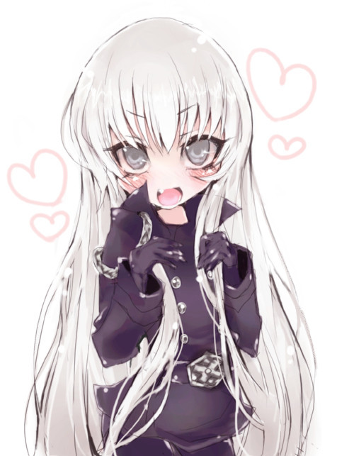 bad_id blush fang gloves grey_eyes heart katekyo_hitman_reborn katekyo_hitman_reborn! long_hair nemasuba silver_eyes superbi_squalo very_long_hair white_hair