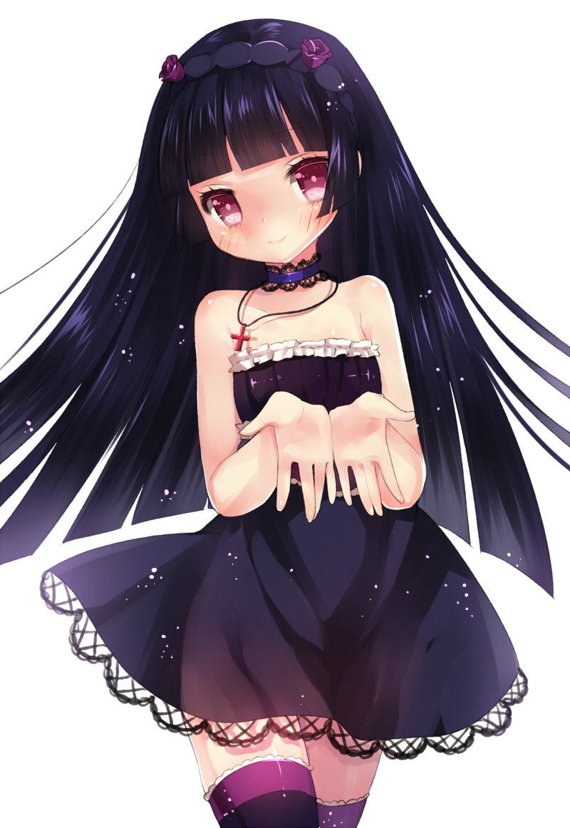 1girl black_hair dress gokou_ruri gothic_lolita lolita_fashion long_hair mvv ore_no_imouto_ga_konna_ni_kawaii_wake_ga_nai red_eyes thigh-highs