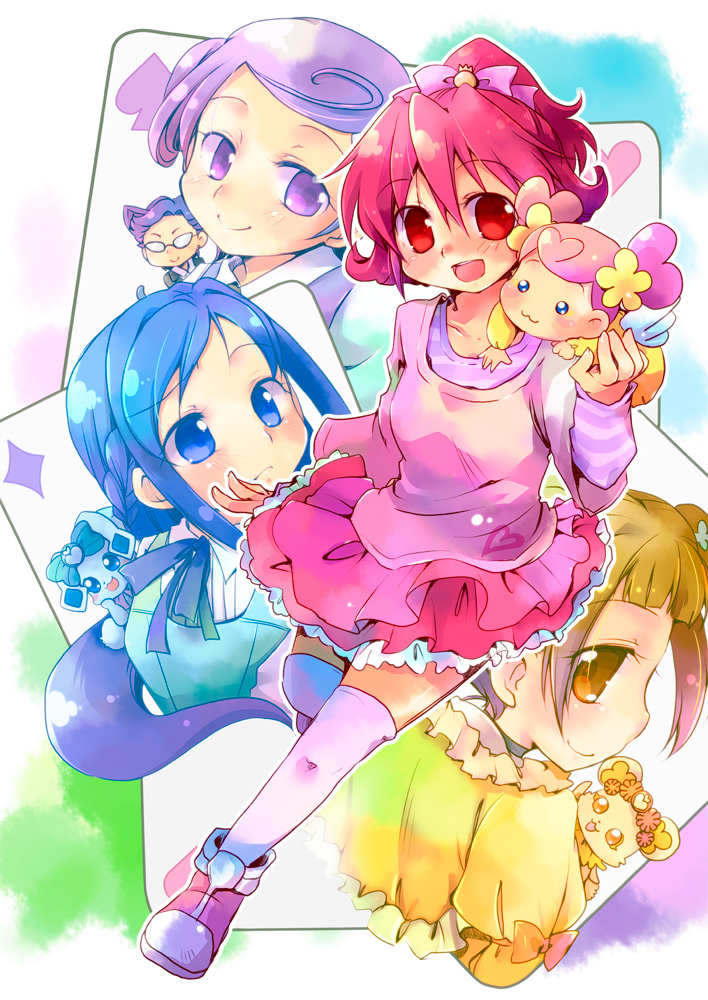 6+girls :3 ai-chan_(dokidoki!_precure) aida_mana baby blue_eyes blue_hair brown_eyes brown_hair dabyi_(dokidoki!_precure) db_(dokidoki!_precure) dokidoki!_precure dress flipped_hair frown half_updo hishikawa_rikka kenzaki_makoto lance_(dokidoki!_precure) makiemon multiple_girls pink_dress pink_hair precure purple_hair raquel_(dokidoki!_precure) red_eyes shirt shoes short_hair skirt smile striped striped_shirt thigh-highs violet_eyes white_legwear yotsuba_alice