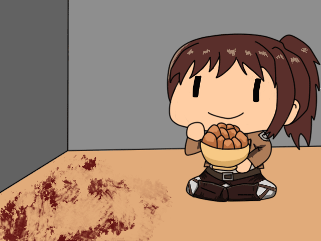 animated blood eating hidamari_sketch parody sasha_browse shingeki_no_kyojin