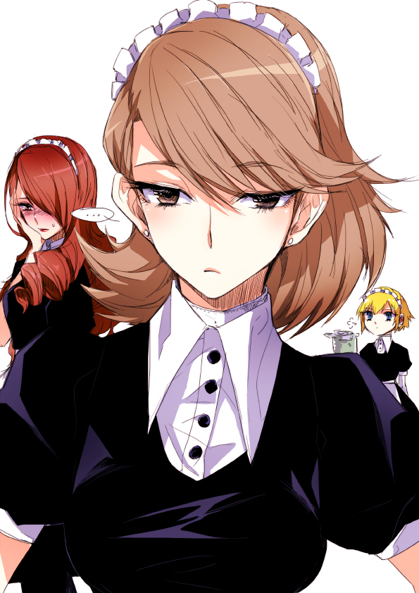 ... aegis blonde_hair blush brown_hair kirijou_mitsuru long_hair persona persona_3 simple_background takeba_yukari tima white_background