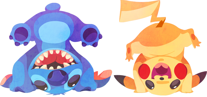 :d crossover headstand kuitsuku lilo_&amp;_stitch no_humans open_mouth pikachu pokemon pokemon_(creature) simple_background smile stitch_(lilo_&amp;_stitch) teeth transparent_background