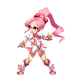1girl animated animated_gif cure_blossom fighting_stance heartcatch_precure! long_hair lowres magical_girl pink_eyes pink_hair pixel_art ponytail precure solo takoyaki_neko-san