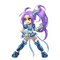 1girl animated animated_gif cure_beat fighting_stance guitar instrument long_hair lowres magical_girl pixel_art precure purple_hair seiren_(suite_precure) side_ponytail solo suite_precure takoyaki_neko-san