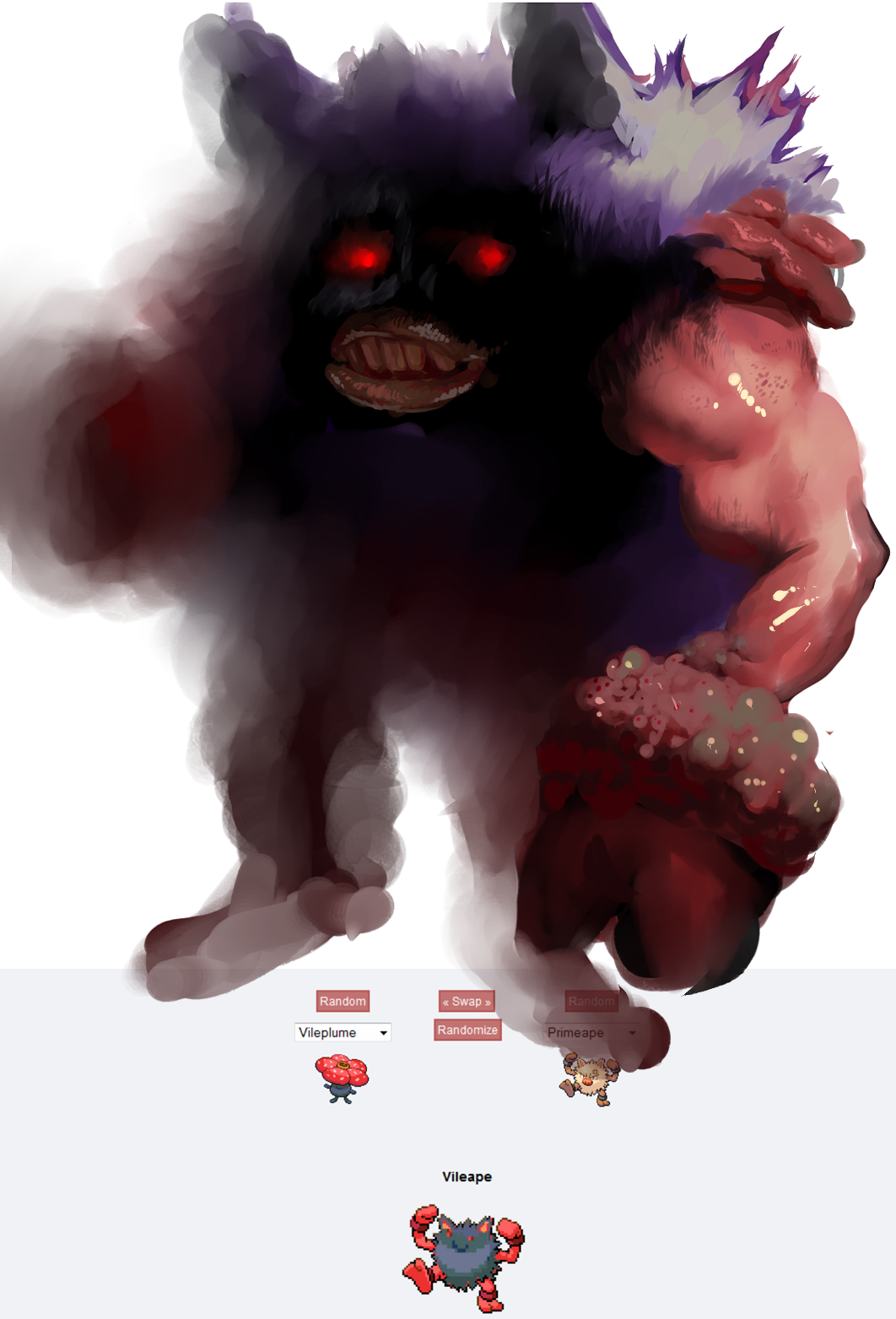 creepy fusion glowing glowing_eyes highres pokemon primeape vileplume