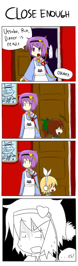 4koma apron comic door english kagamine_rin komeiji_satori reiuji_utsuho ribbon third_eye touhou troll_face uncle_sam unyu vocaloid