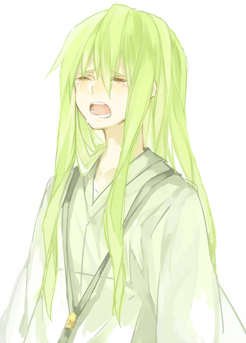 1boy enkidu_(fate/strange_fake) fate/strange_fake fate_(series) green_hair long_hair sarie303030 solo tears
