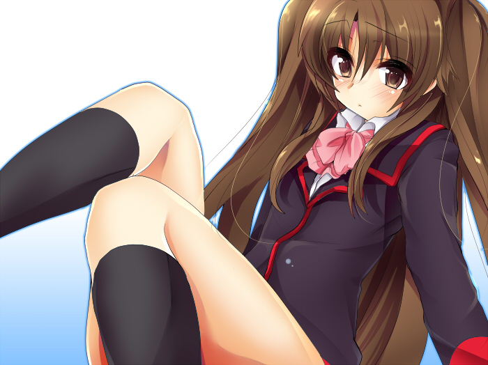 crossdressing kneehighs little_busters! little_busters!! long_hair masayu naoe_riki school_uniform socks trap very_long_hair