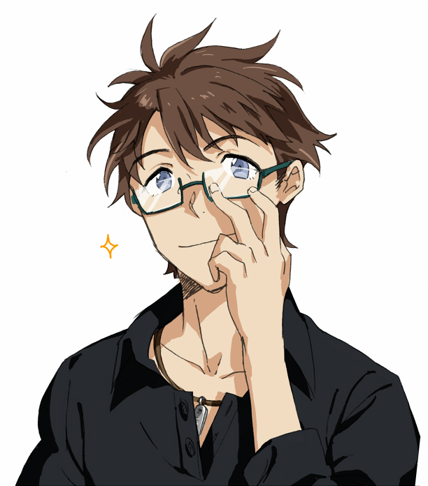 1boy akagi_kouhei bespectacled blue_eyes brown_hair glasses male ore_no_imouto_ga_konna_ni_kawaii_wake_ga_nai pangohan short_hair