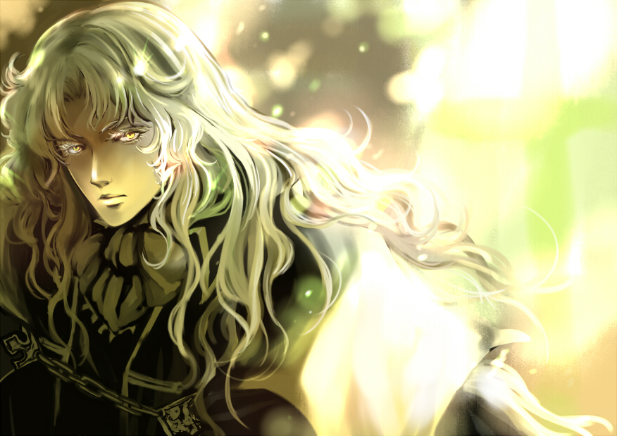 1boy alucard cape castlevania castlevania:_symphony_of_the_night long_hair solo tsunajiru white_hair yellow_eyes