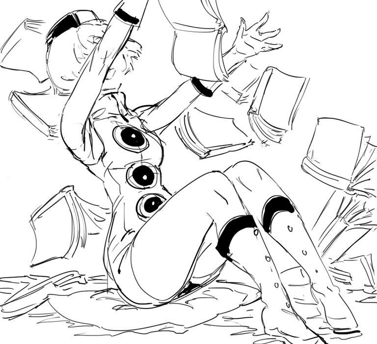 1girl bb_(baalbuddy) boots dress elizabeth_(persona) happy hat monochrome persona persona_3 short_dress short_hair sitting sketch small_breasts solo too_many_books