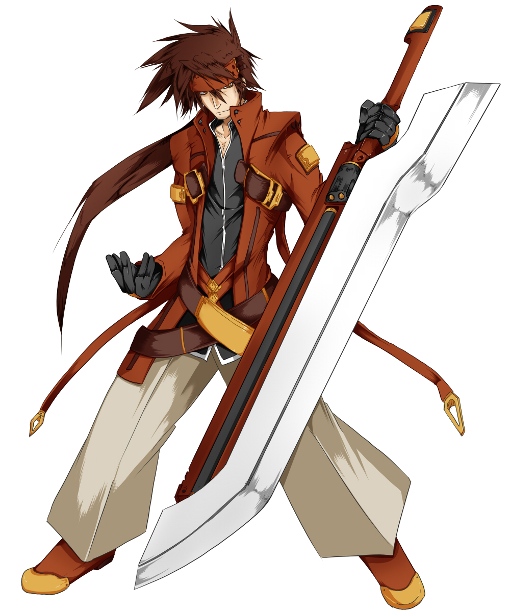 blazblue cosplay costume_switch dokkanohukukaityou guilty_gear highres huge_weapon ragna_the_bloodedge ragna_the_bloodedge_(cosplay) sol_badguy sword weapon