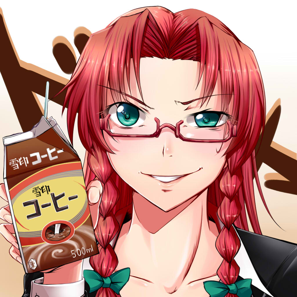 1girl braid glasses green_eyes hong_meiling red-framed_glasses red_eyes solo touhou tsugaru_(co-walker) twin_braids