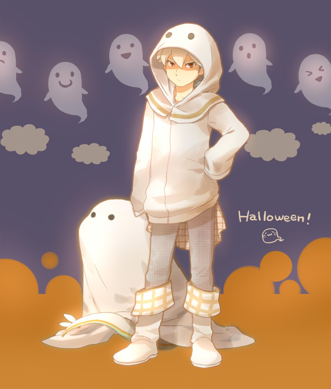 1boy boots ghost hakuryuu_(inazuma_eleven) halloween hood inazuma_eleven_(series) inazuma_eleven_go keshin_(inazuma_eleven) male mizuhara_aki seijuu_shining_dragon standing