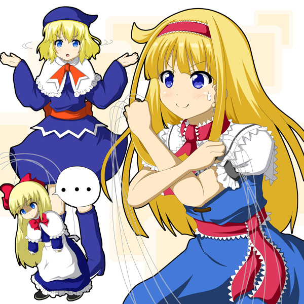 ... :o alice_margatroid alice_margatroid_(cosplay) apron arms_up blonde_hair blue_eyes boots bow capelet cosplay costume_switch crossed_arms crossover dress failure gradient gradient_background hair_bow hairband hat knee_boots lolita_hairband long_hair long_sleeves looking_at_viewer madou_monogatari miicha puffy_short_sleeves puffy_sleeves puppet_strings puyopuyo sash shaking_head shanghai_doll short_hair short_sleeves simple_background smile speech_bubble sweatdrop touhou waist_apron witch_(puyopuyo) witch_(puyopuyo)_(cosplay)