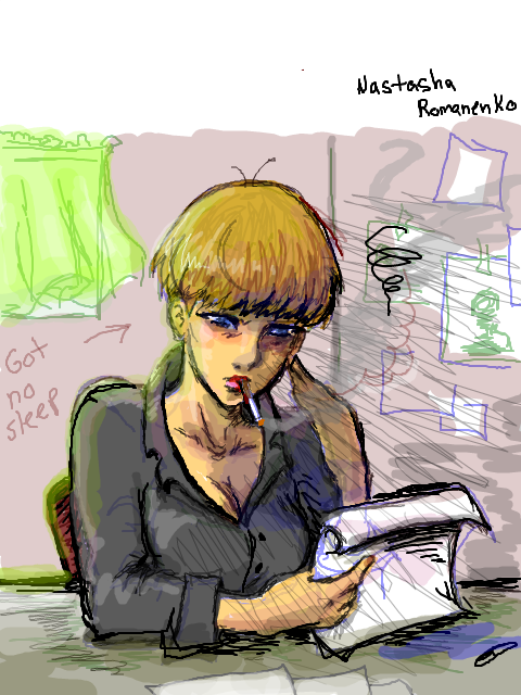 blonde_hair metal_gear_solid nastasha_romanenko sleepy tagme tired working