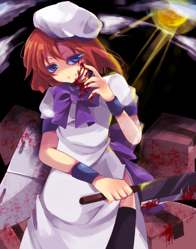 blood cleaver hat higurashi_no_naku_koro_ni hoe_satsuki ryuuguu_rena satsuki_(artist)