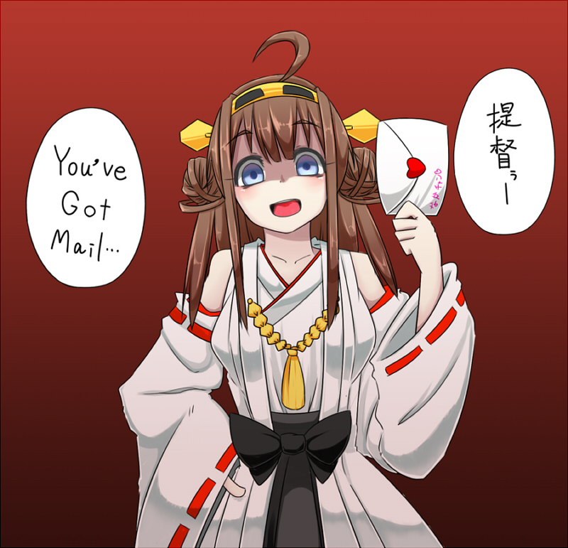 1girl japanese_clothes kantai_collection kongou_(kantai_collection) long_hair long_sleeves smile tagme translated yandere yandere_trance