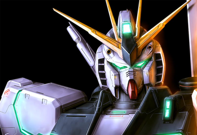 banchengping@126 bust char's_counterattack glowing glowing_eyes gundam looking_at_viewer mecha no_humans nu_gundam solo