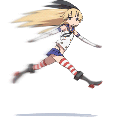 1girl :d animated animated_gif artist_request blonde_hair blue_eyes boots elbow_gloves gloves hair_ribbon highleg kantai_collection long_hair lowres microskirt open_mouth panties personification ribbon sailor_dress shimakaze_(kantai_collection) skirt smile striped striped_legwear thighhighs underwear white_background