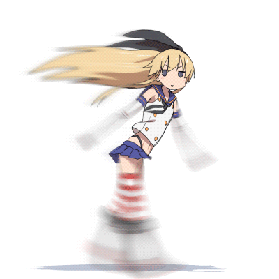 1girl :d animated animated_gif artist_request blonde_hair blue_eyes boots elbow_gloves gloves hair_ribbon highleg kantai_collection long_hair lowres microskirt open_mouth panties personification ribbon sailor_dress shimakaze_(kantai_collection) skirt smile striped striped_legwear thighhighs underwear white_background