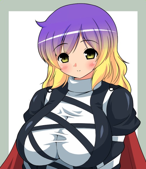 breasts cape dress gradient_hair hijiri_byakuren huge_breasts kyokutou_hentai_samurai long_hair multicolored_hair solo touhou yellow_eyes