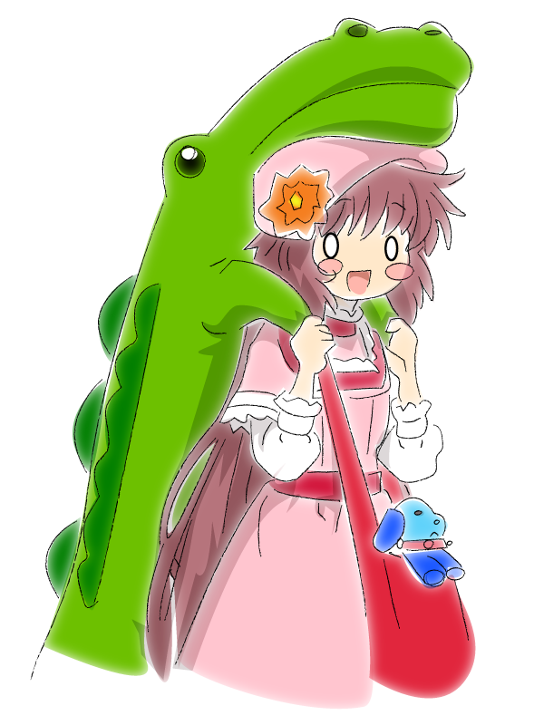 alligator bag blush blush_stickers chibi flower hanato_kobato hat ioryogi kobato. long_hair nagachi plush purse