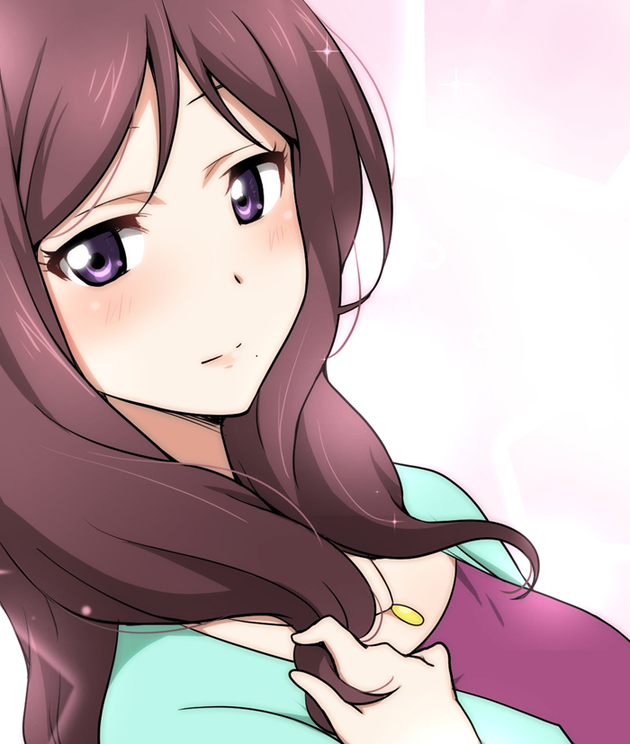 1girl blush character_request ikari_manatsu long_hair looking_at_viewer love_live!_school_idol_project solo violet_eyes