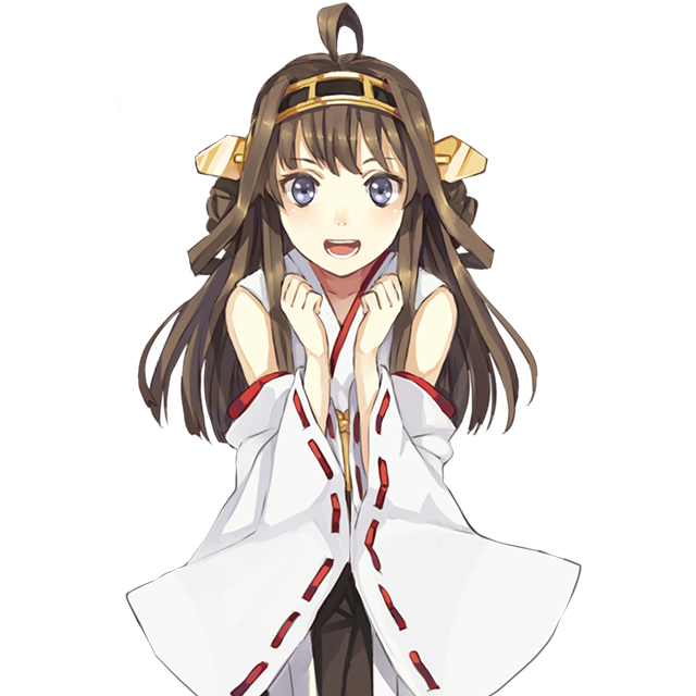 1girl ahoge black_eyes blush brown_hair detached_sleeves double_bun hairband hao_(patinnko) japanese_clothes kantai_collection kongou_(kantai_collection) long_hair looking_at_viewer personification simple_background smile solo transparent_background wide_sleeves