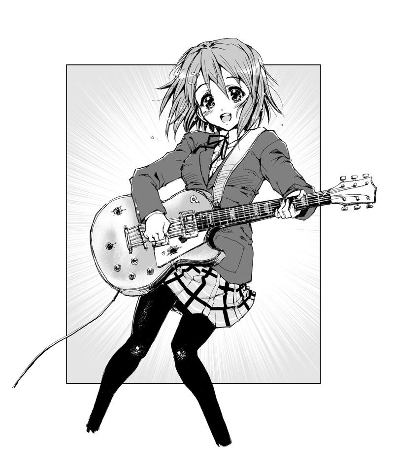 guitar hirasawa_yui instrument k-on! les_paul pantyhose school_uniform skirt solo