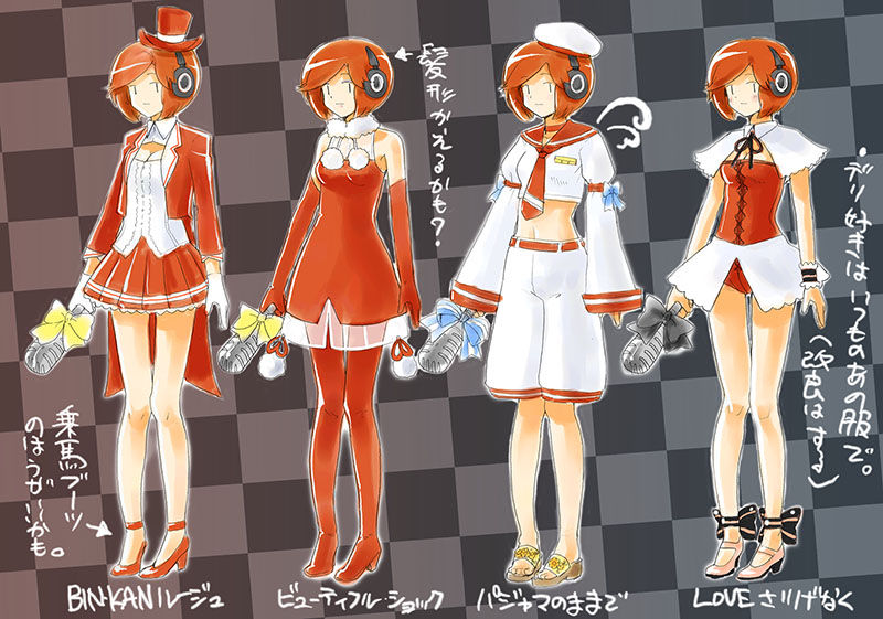 daigoman earphones elbow_gloves gloves high_heels legs meiko pantyhose red_legwear ribbon sailor sailor_suit sakine_meiko shoes skirt translated translation_request vocaloid young