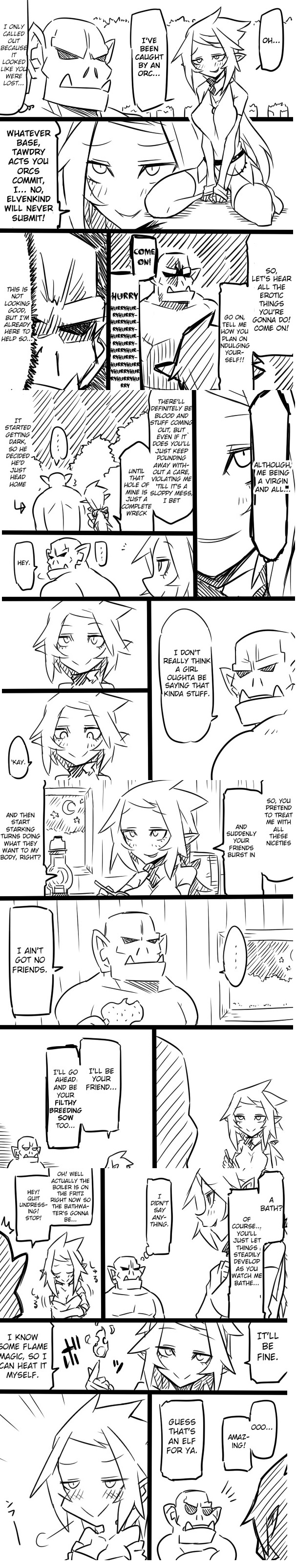 absurdres comic elf hard_translated highres long_image naughty_face orc pointy_ears tall_image translated