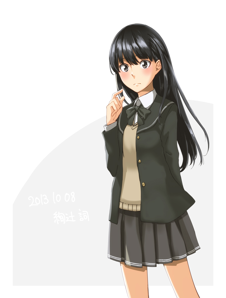 1girl amagami ayatsuji_tsukasa black_eyes black_hair kaoru348 long_hair school_uniform solo