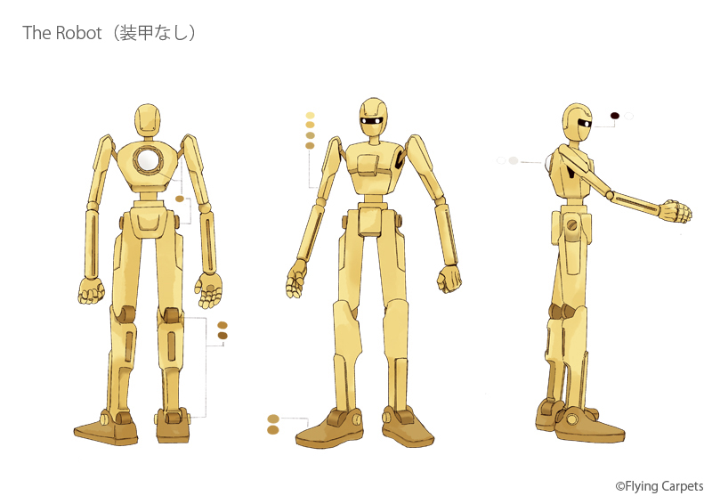 character_name character_sheet clenched_hand english monaka_(siromona) no_humans robot simple_background solo standing the_girl_and_the_robot the_robot_(gnr) translation_request white_background