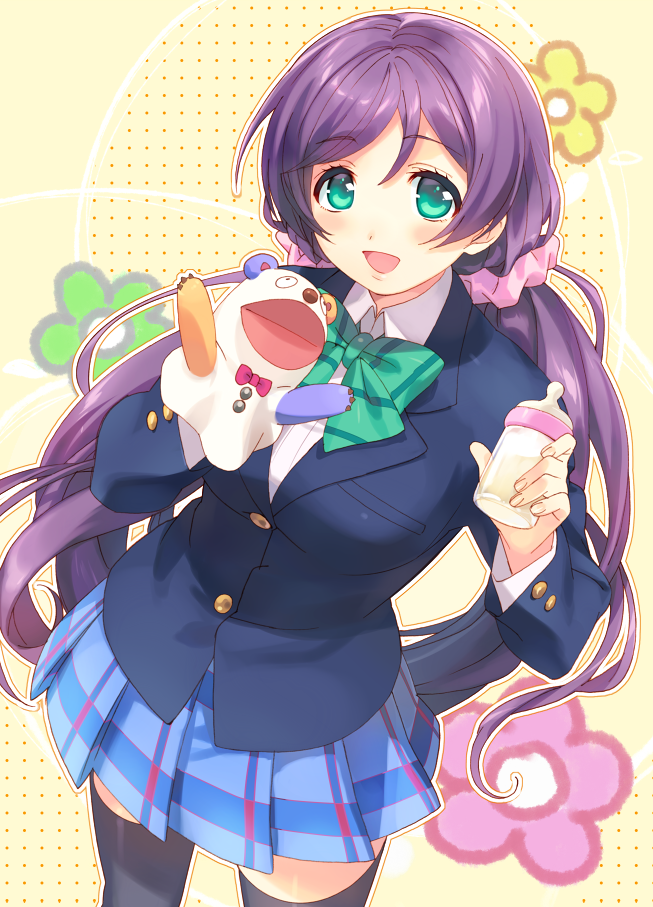 blush green_eyes long_hair love_live!_school_idol_project low_twintails seifuku toujou_nozomi twintails violet_hair