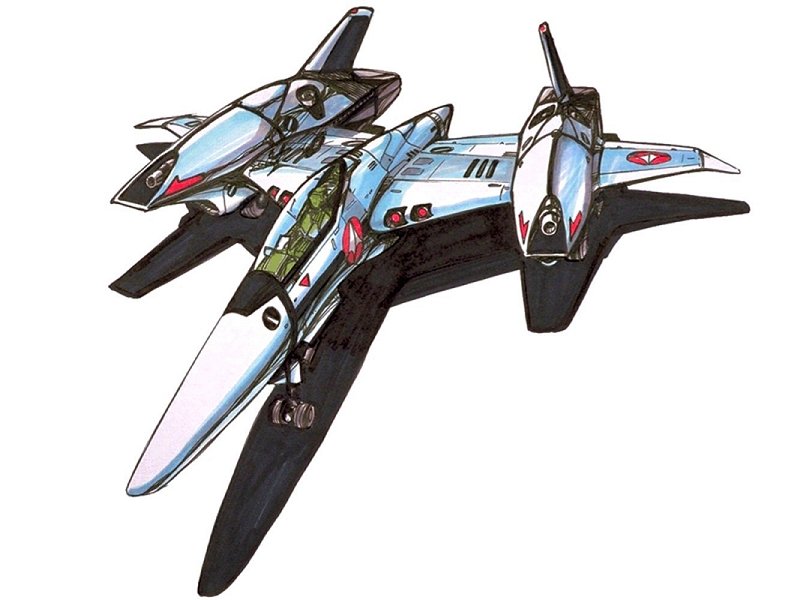 airplane choujikuu_yousai_macross jet kawamori_shouji macross macross_flashback_2012 mecha oldschool production_art prototype science_fiction simple_background solo the_super_dimension_fortress_macross vf-4 vfx-4