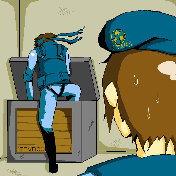 beret crossover jill_valentine metal_gear_solid parody resident_evil solid_snake