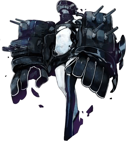 1girl black_gloves black_legwear full_body gloves helmet kantai_collection machinery no_navel official_art oversize_forearms oversized_limbs shinkaisei-kan single_thighhigh solo sugimoto_gang thigh-highs torn_clothes transparent_background tsu-class_light_cruiser turret white_skin