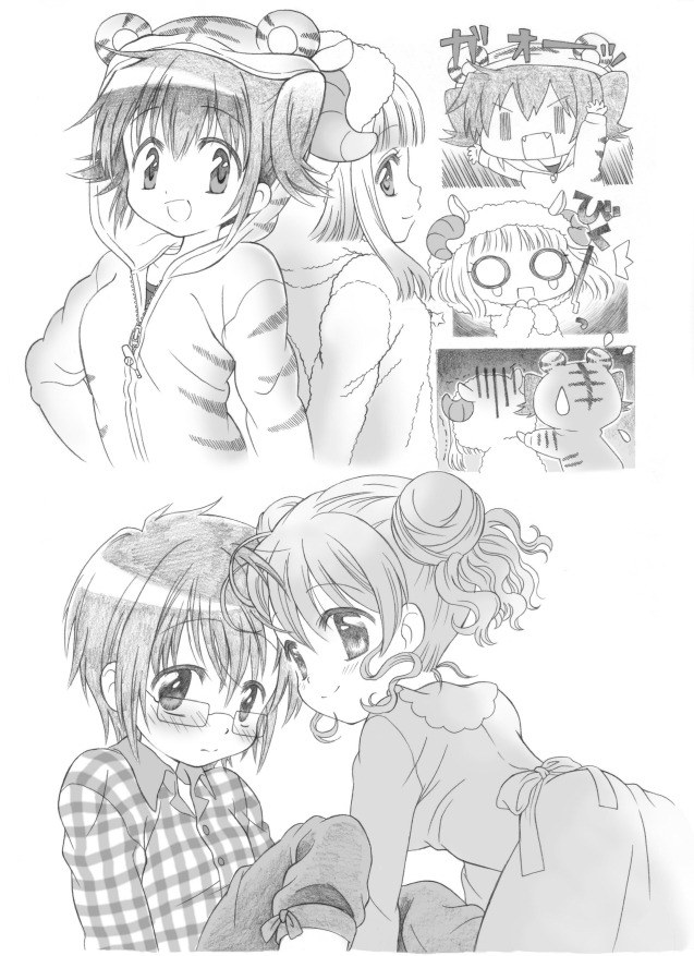 blush hidamari_sketch hiro kyapu-10 nazuna nori sae short_hair tagme