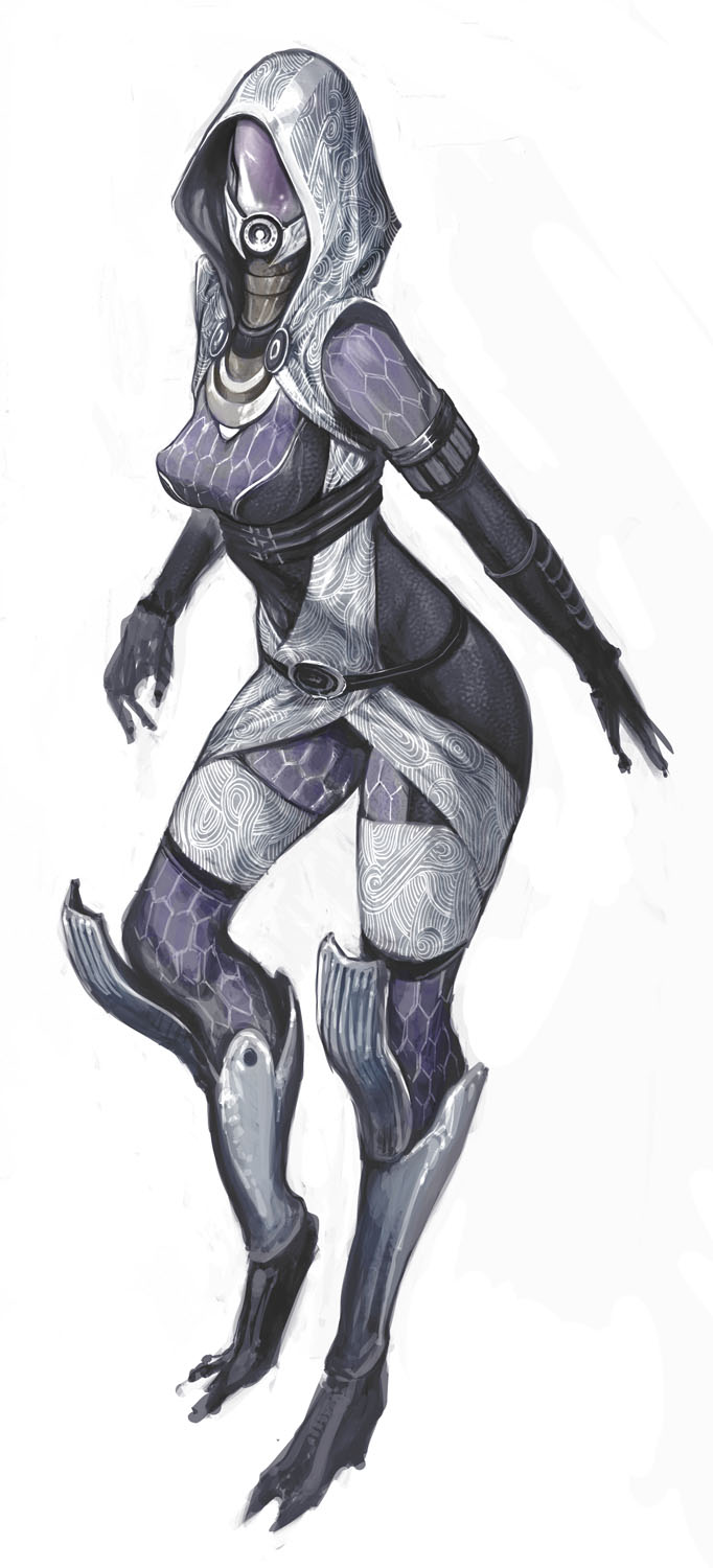 alien armor helmet highres hood ikeda_masateru mass_effect purple_skin quarian scales solo tali'zorah