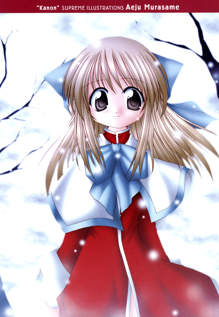 1girl black_eyes brown_hair highres kanon kurata_sayuri long_hair school_uniform smile snow solo winter