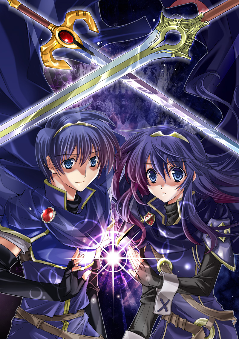 1boy 1girl armor blue_eyes blue_hair cape crossed_swords elbow_gloves fingerless_gloves fire_emblem fire_emblem:_kakusei fire_emblem:_mystery_of_the_emblem fire_emblem:_mystery_of_the_emblem fire_emblem:_shadow_dragon fire_emblem:_shin_ankoku_ryuu_to_hikari_no_tsurugi fire_emblem:_souen_no_kiseki fire_emblem:_the_sacred_stones fire_emblem_awakening gloves great_grandfather_and_great_granddaughter headband intelligent_systems long_hair lucina magic marth morozumi_(kaorin) nintendo open_mouth short_hair smile super_smash_bros. super_smash_bros._ultimate super_smash_bros_brawl super_smash_bros_for_wii_u_and_3ds sword tenage tiara weapon