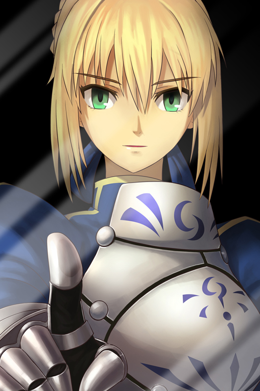 1girl against_glass ahoge blonde_hair dress fate/stay_night fate_(series) glass green_eyes saber shengxie solo