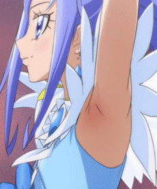 1girl animated animated_gif armpits arms_up blue_eyes blue_hair cure_diamond dokidoki!_precure haruyama_kazunori hishikawa_rikka long_hair lowres magical_girl precure profile solo